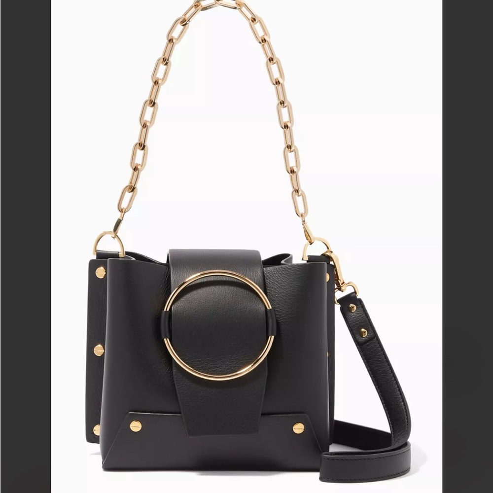 Yuzefi Black Shoulder Bag with Gold Chain